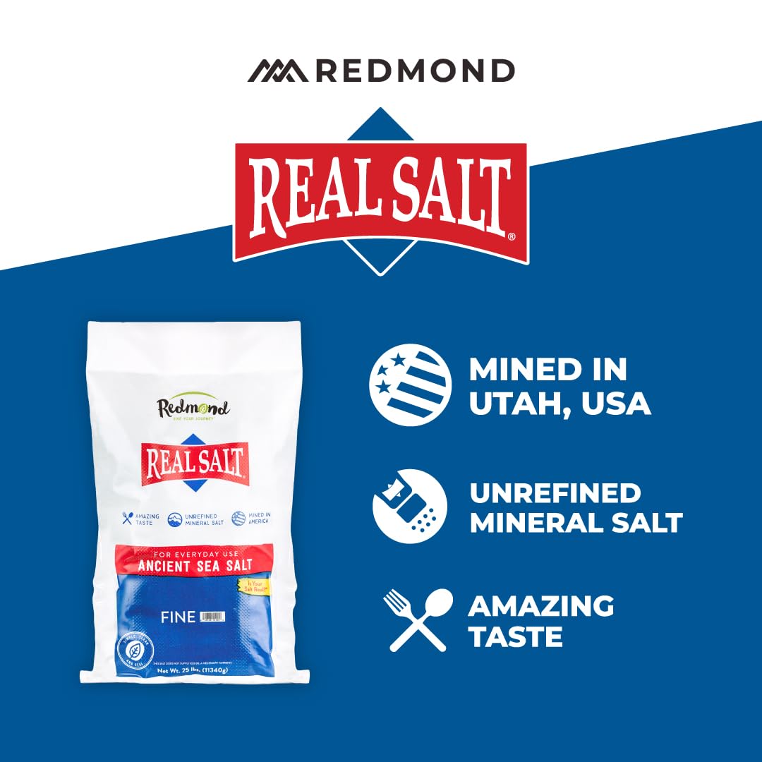 REDMOND bag next to kitchen scale showing 25 lb volume and cost-saving benefit