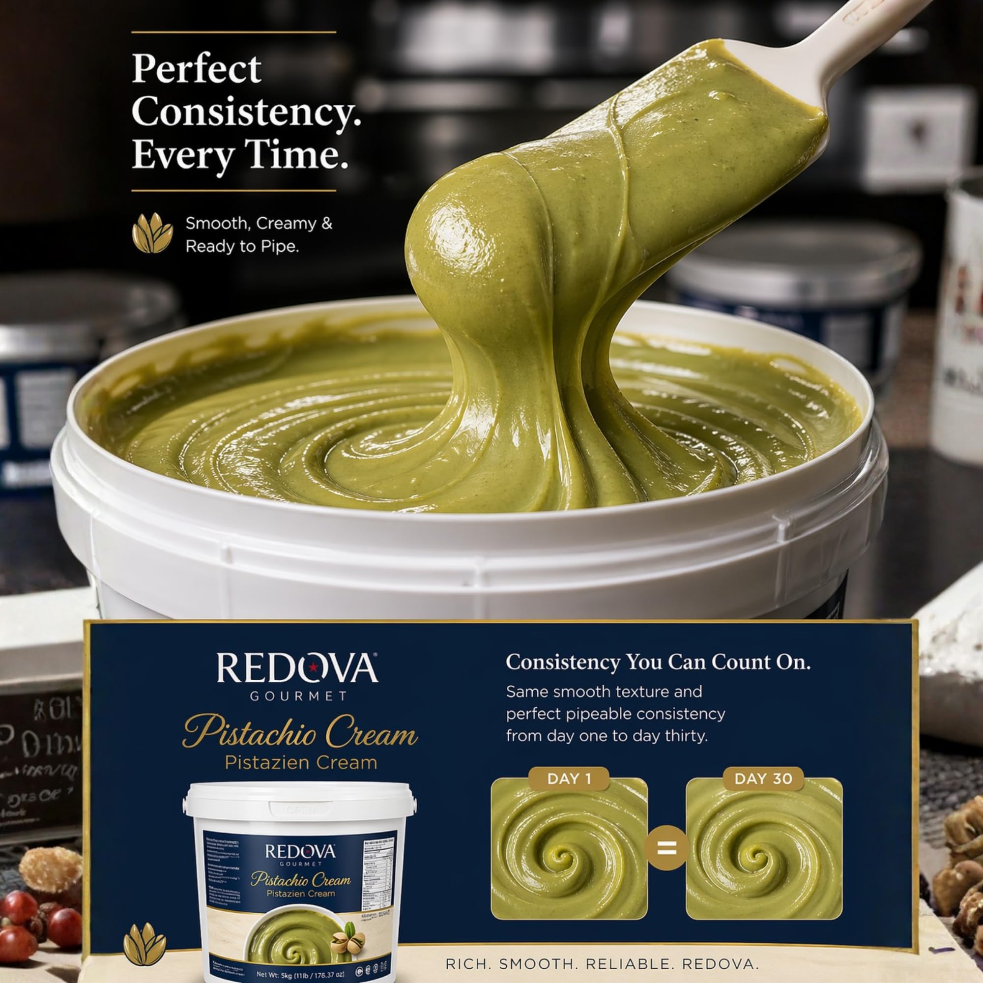 Redova ingredient label and Halal mark, highlighting clean ingredients