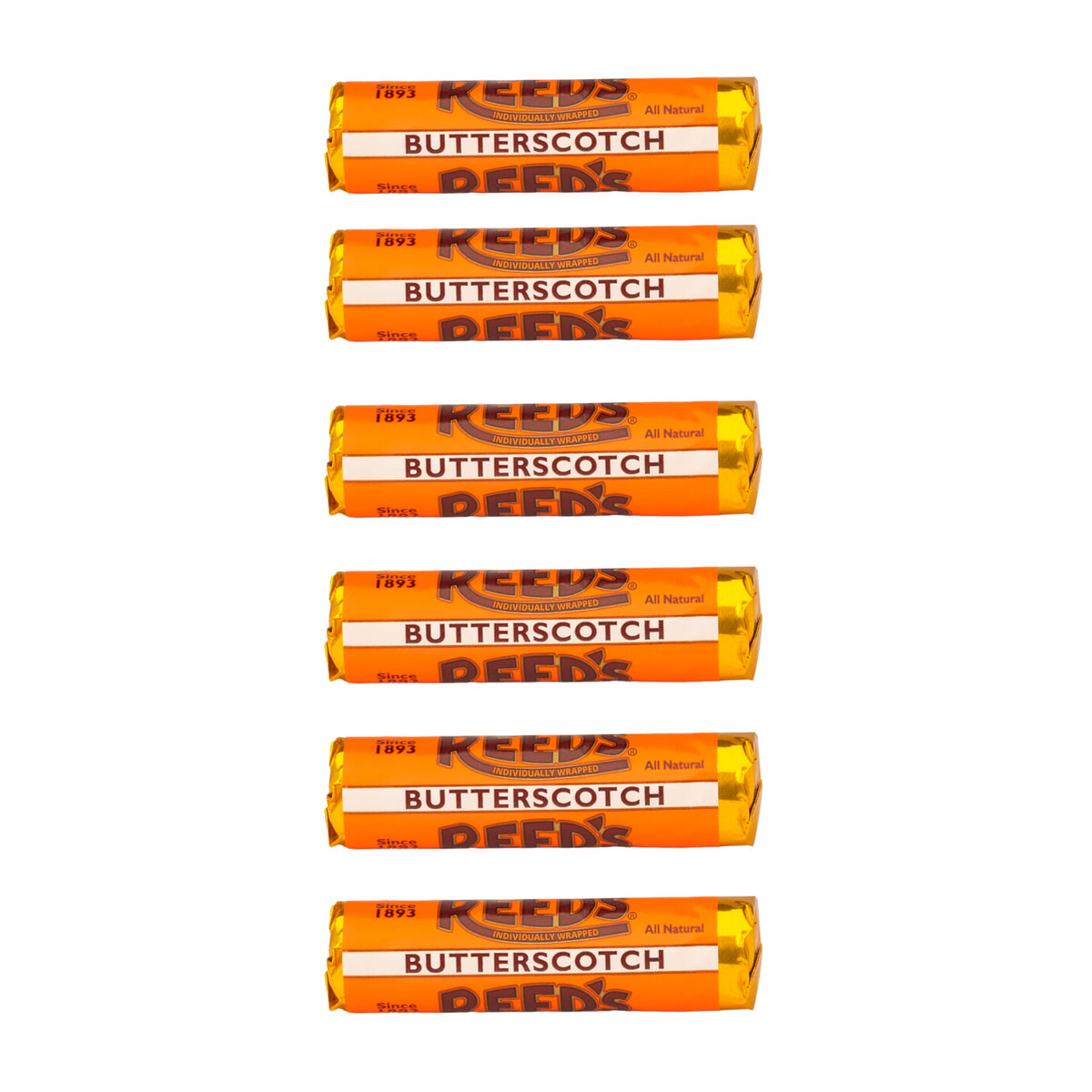 Reed's front packaging showing six rolls and classic brand for easy sharing