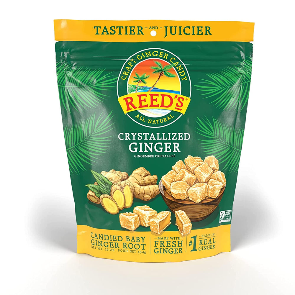 Reed's front packaging showing 16 oz resealable bag and brand clarity
