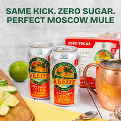 Pressed organic ginger root next to a can of Reed's emphasizing fresh ginger