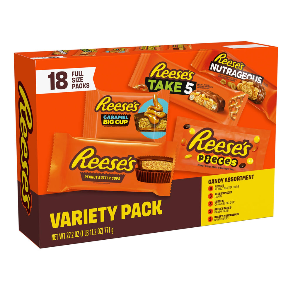 Reese's Big Cup caramel open to show caramel ribbon and richer peanut butter bite