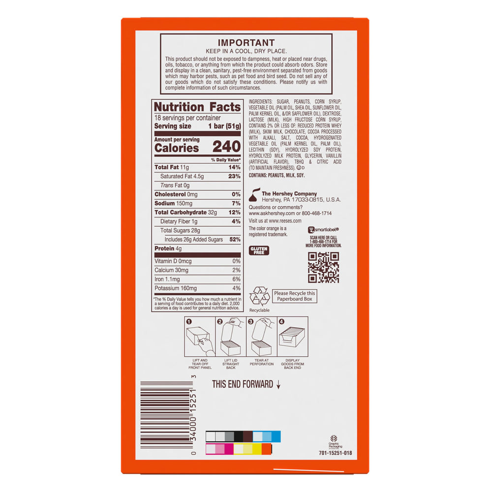 Reese's single bar unwrapped revealing chocolate exterior and grab-and-go convenience