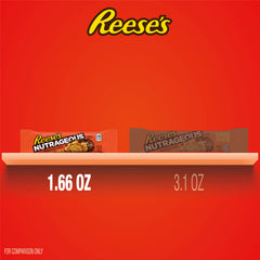 Reese's close-up cross section showing peanut butter, caramel and peanuts