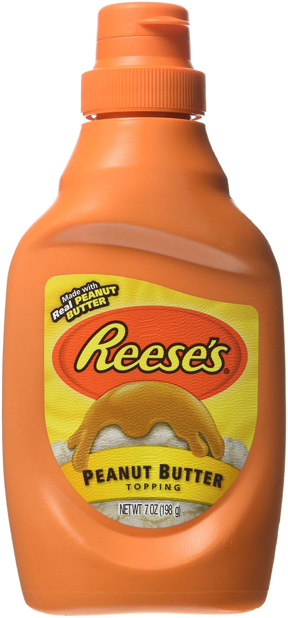 Reese's bottle front packaging showing label and easy-pour cap for fast dessert topping