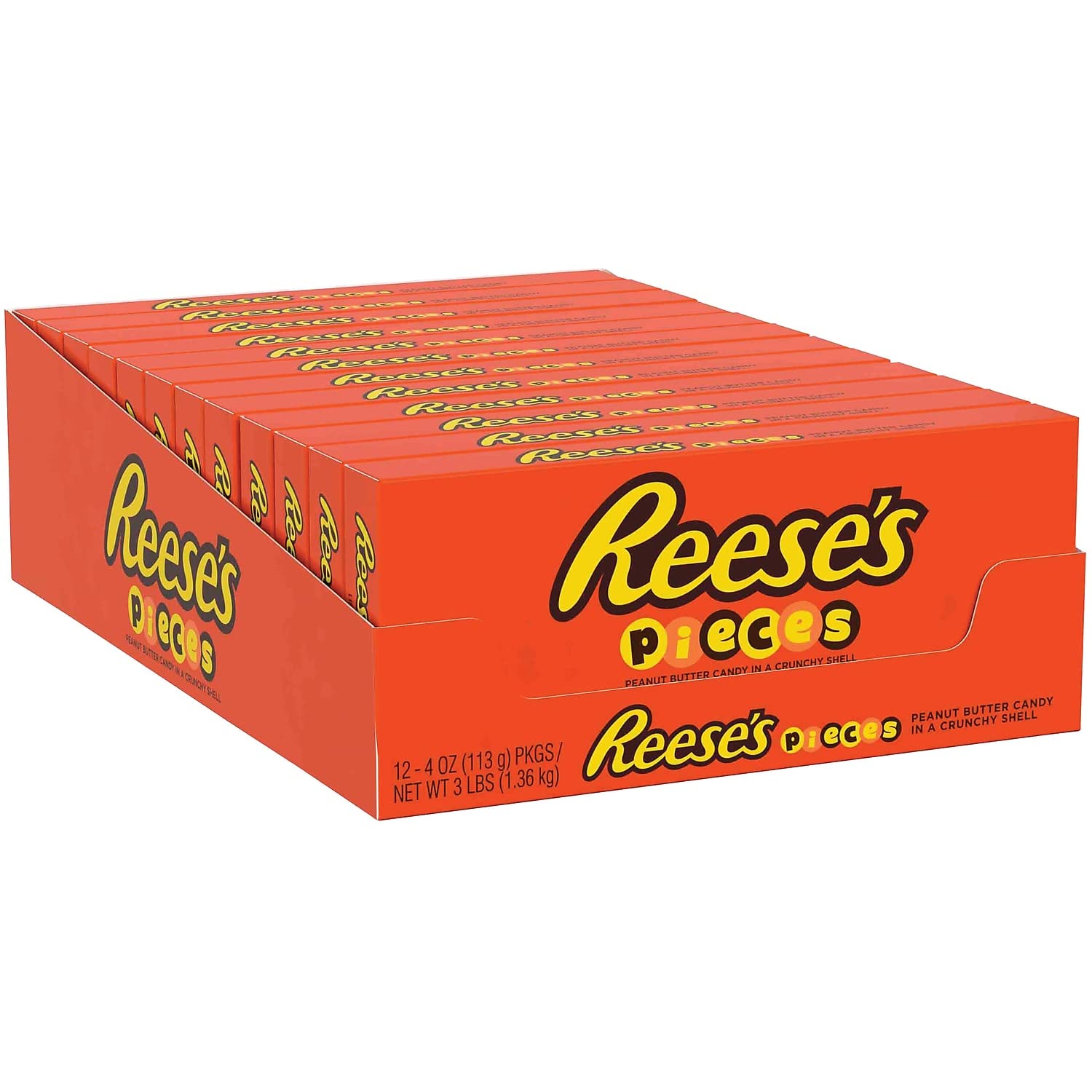 REESE'S pieces in hand pouring, demonstrates portion control and convenience