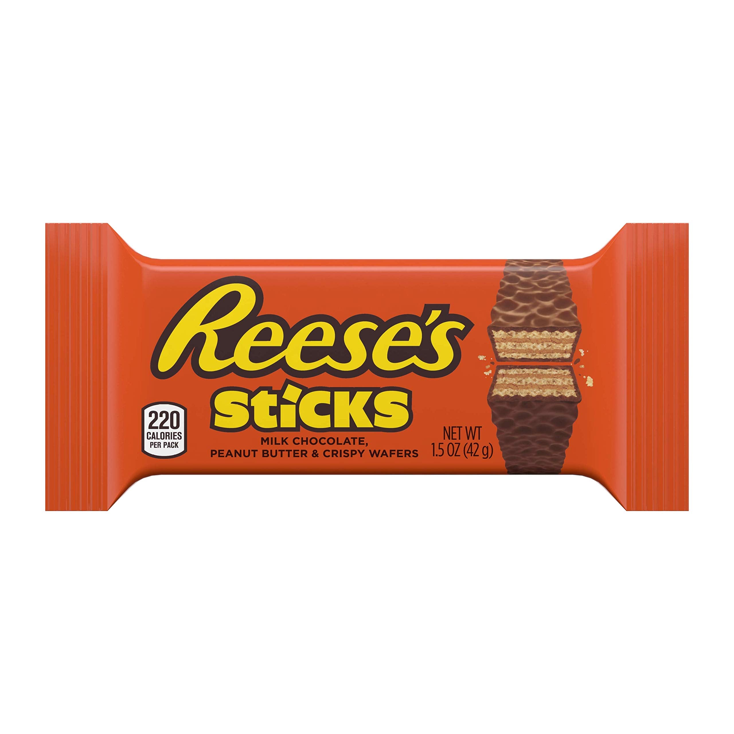 Reese's wafer cross-section close-up revealing layers and offering texture contrast