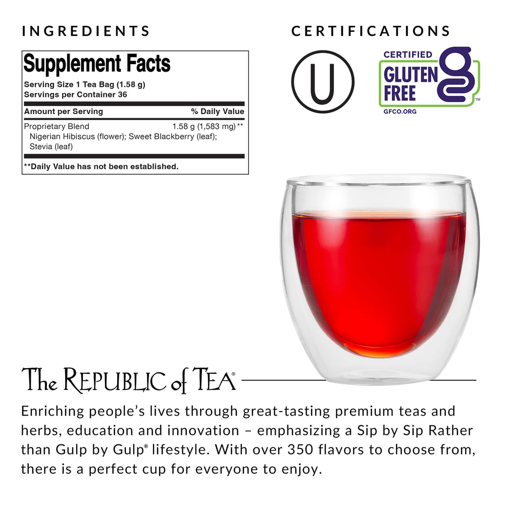 Refill pack beside a standard mug showing The Republic of Tea large-supply benefit