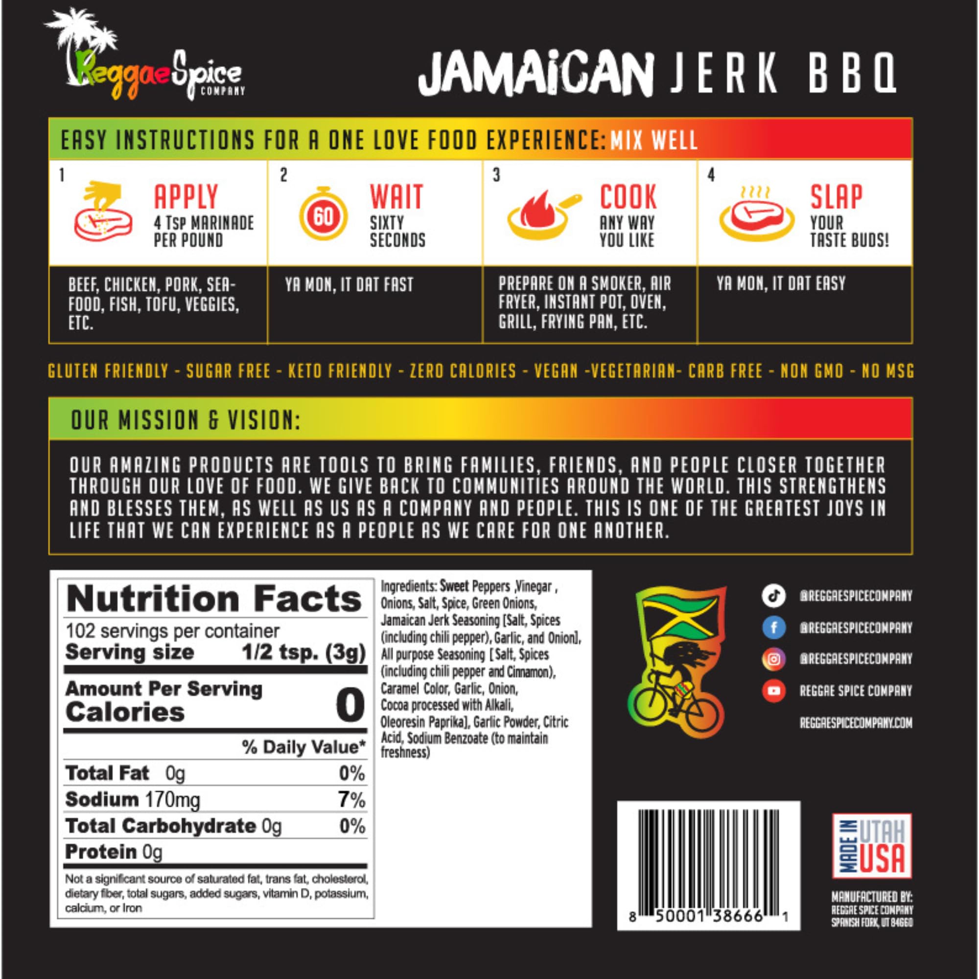 Reggae Spice pouch on a backyard grill table, adds Caribbean flavor to outdoor meals