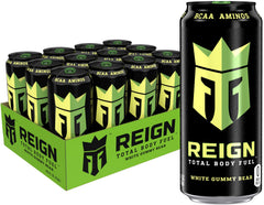 Reign White Gummy Bear front packaging showing ingredients and benefits