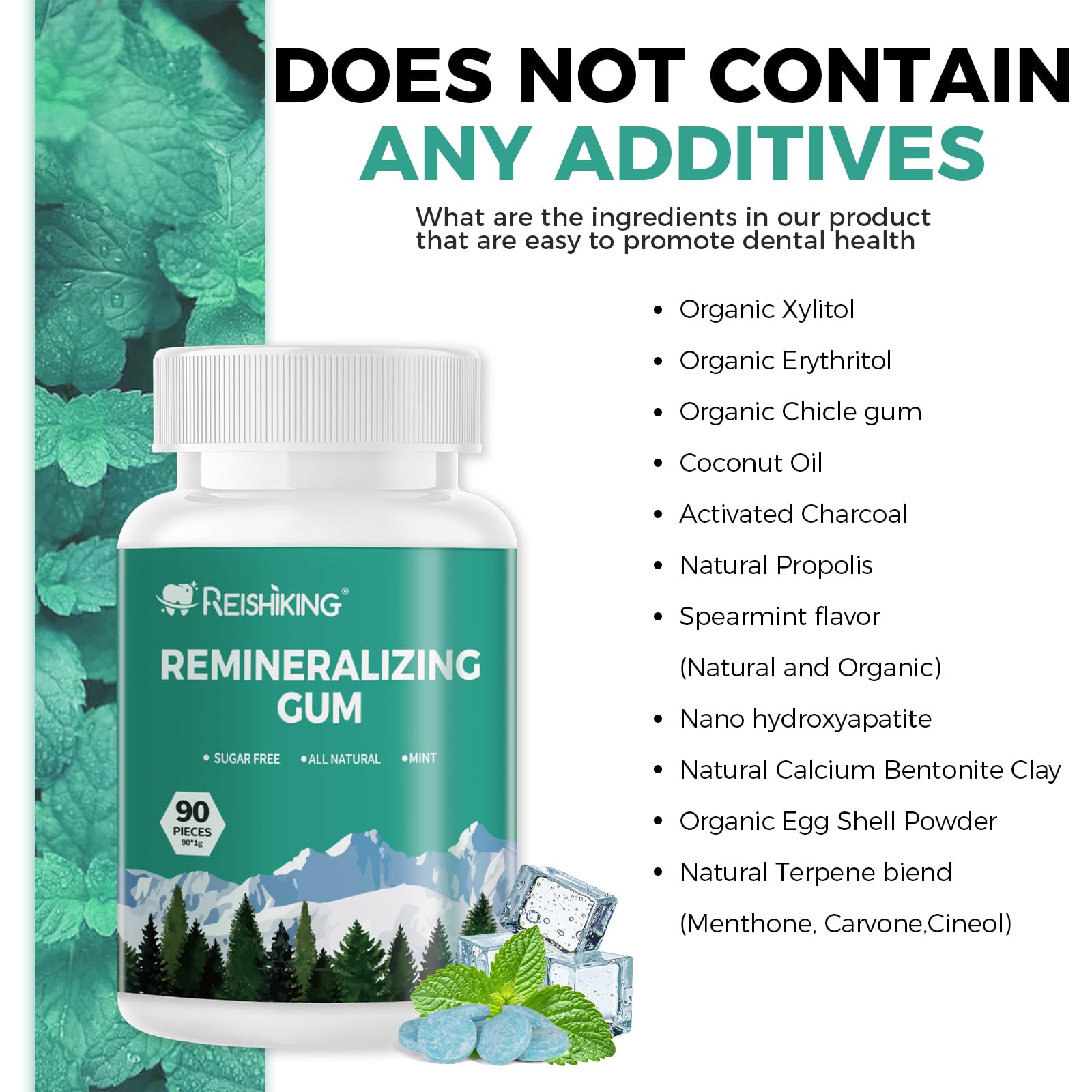 REISHIKING hydroxyapatite ingredient visual emphasizing enamel-supporting mineral benefit