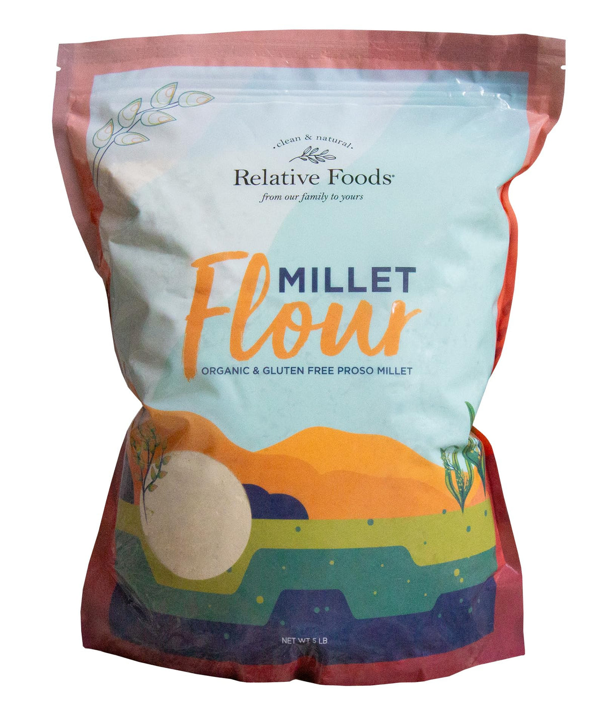 Relative Foods front packaging 5 lb bag showing product name and organic badge for pantry appeal