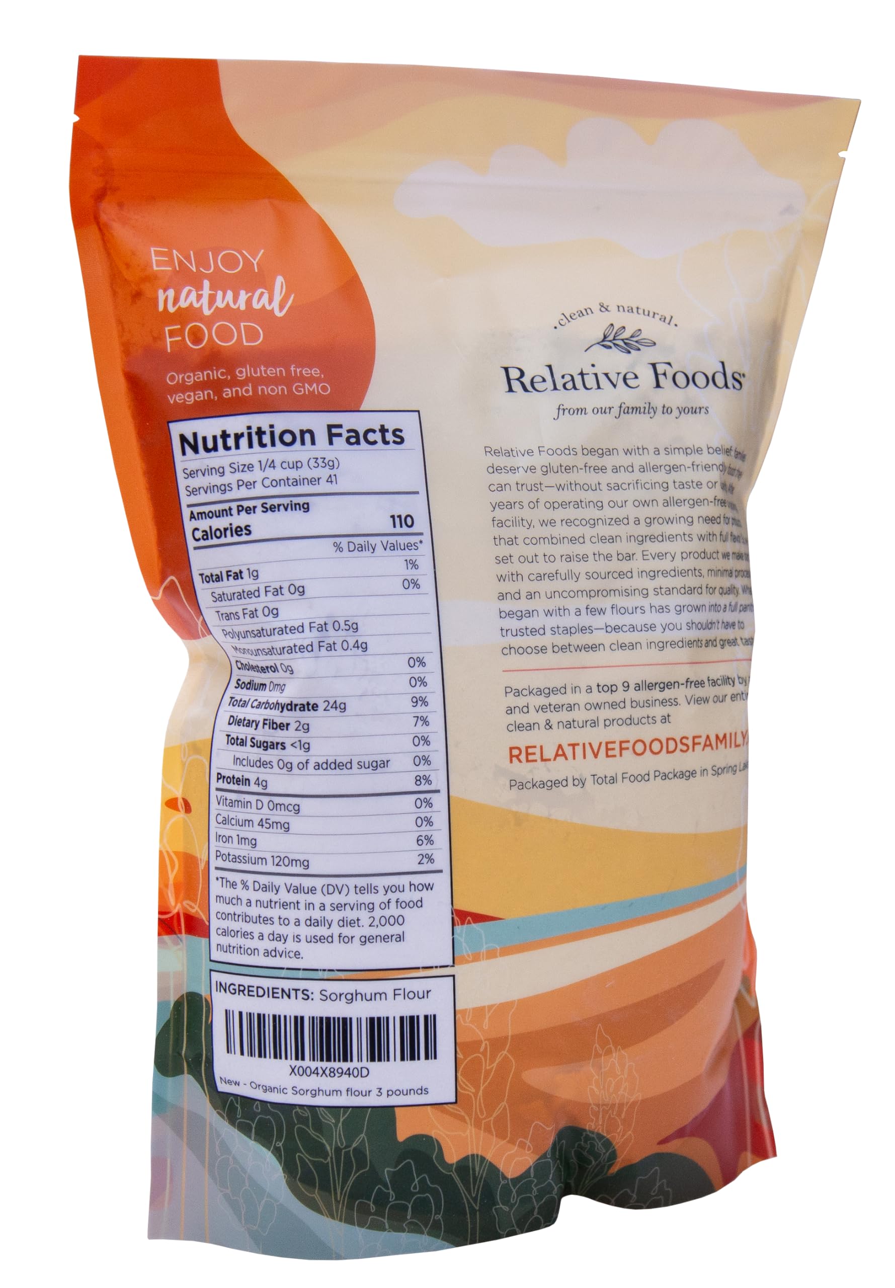 Relative Foods close-up of finely milled sorghum flour showing smooth texture benefit