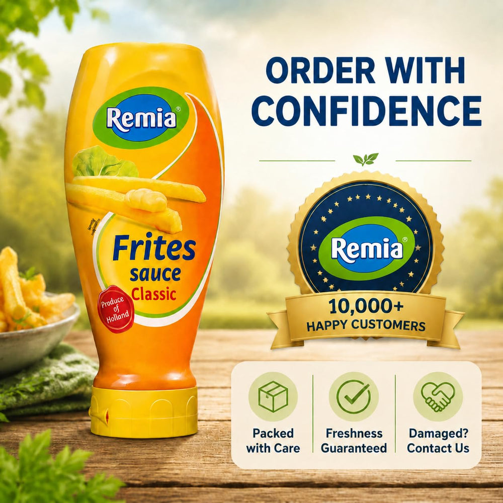 Remia bottles stored in a fridge door showing convenient storage for ready access
