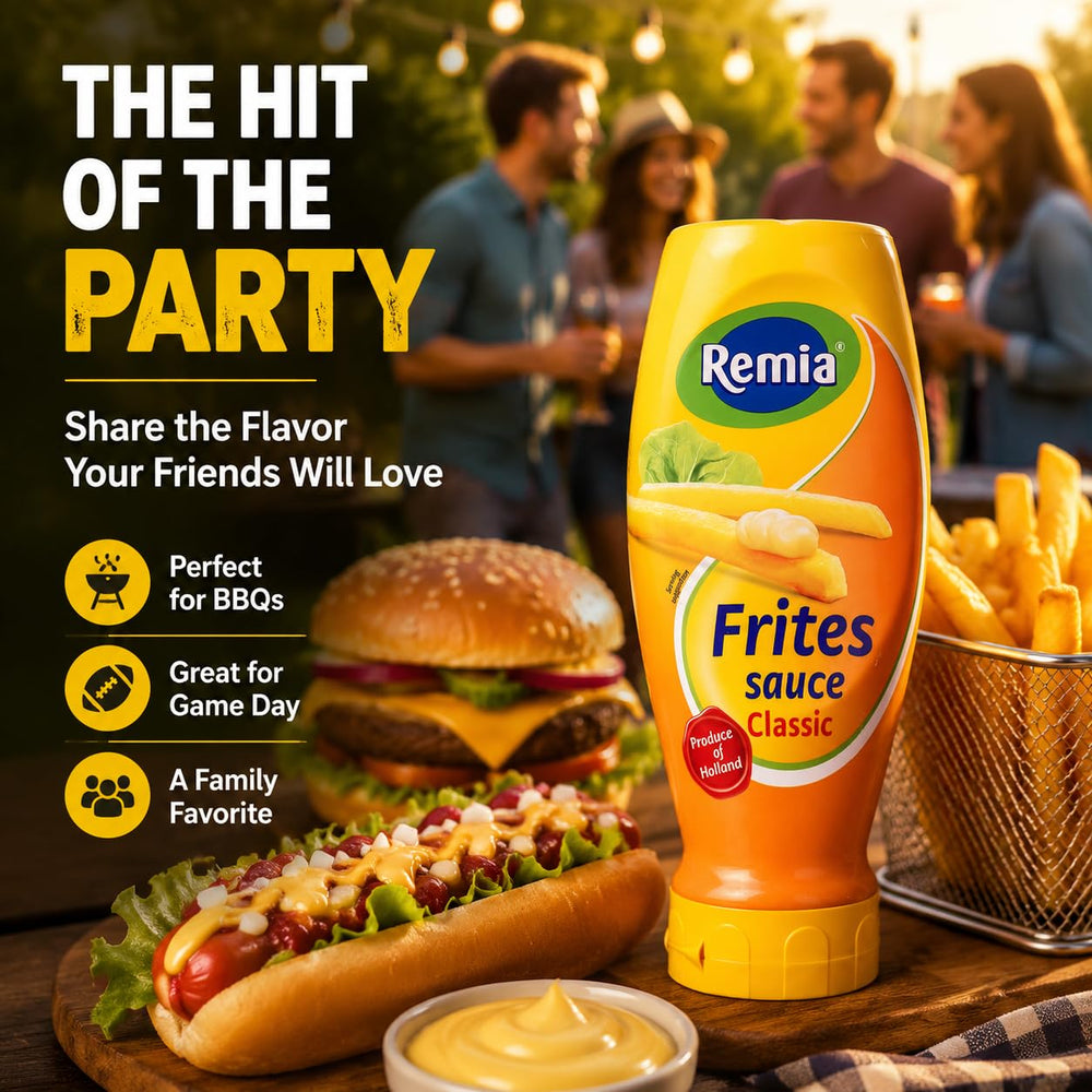 Remia bottle held in hand to show 500ml size and easy grip for portion control benefit