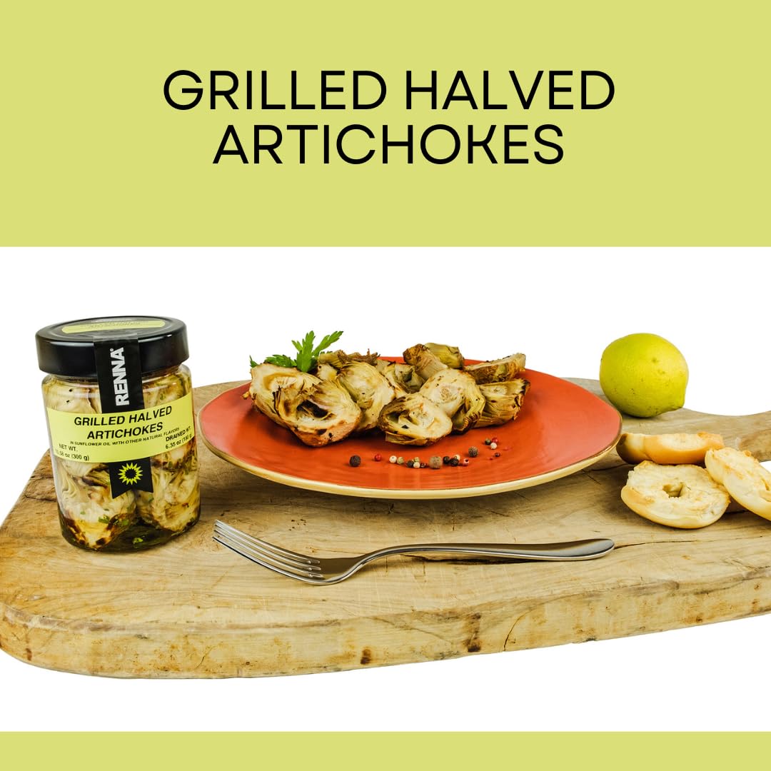 Renna artichokes tossed in pasta adding smoky herb-forward flavor