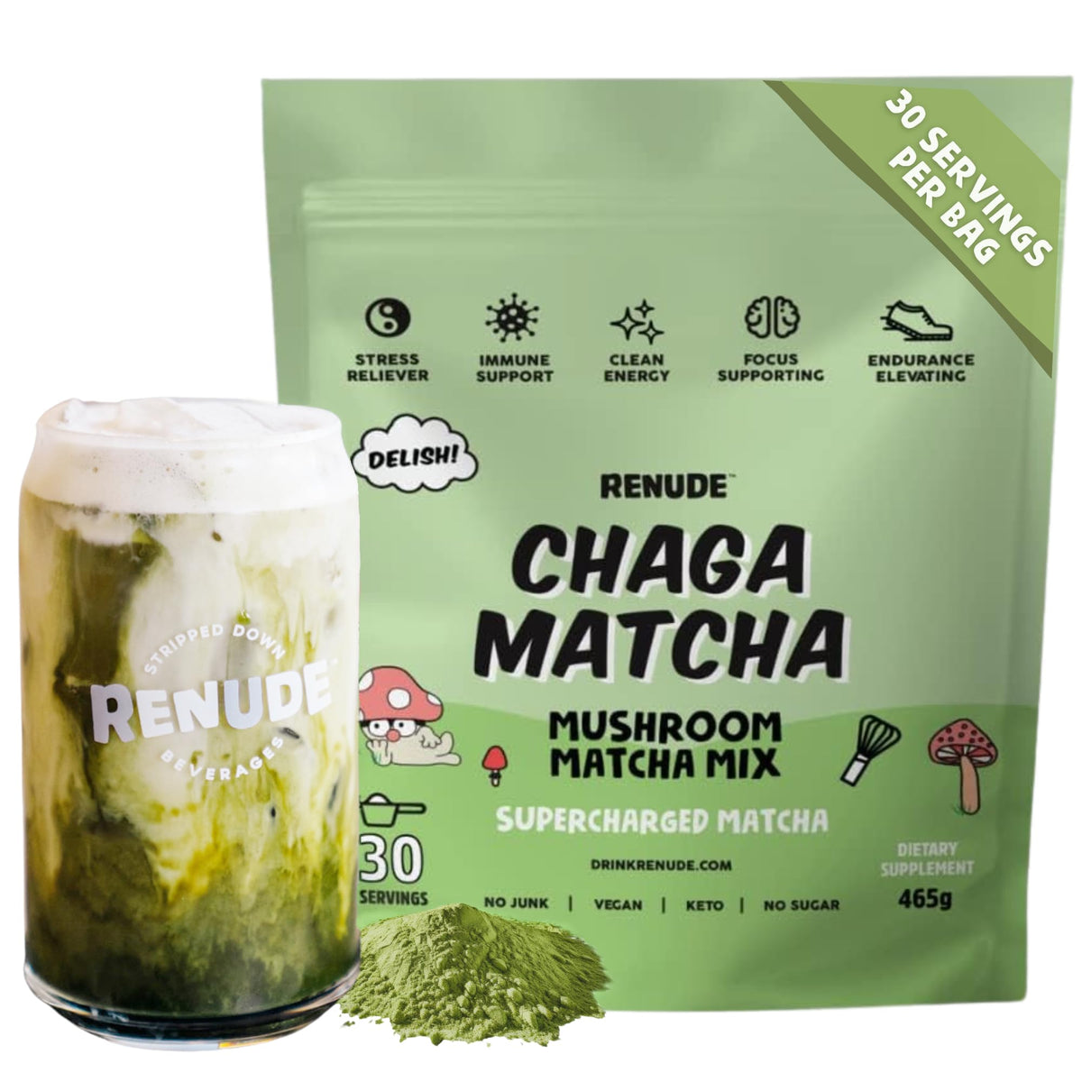 Renude front pouch showing product branding and packet count for easy identification