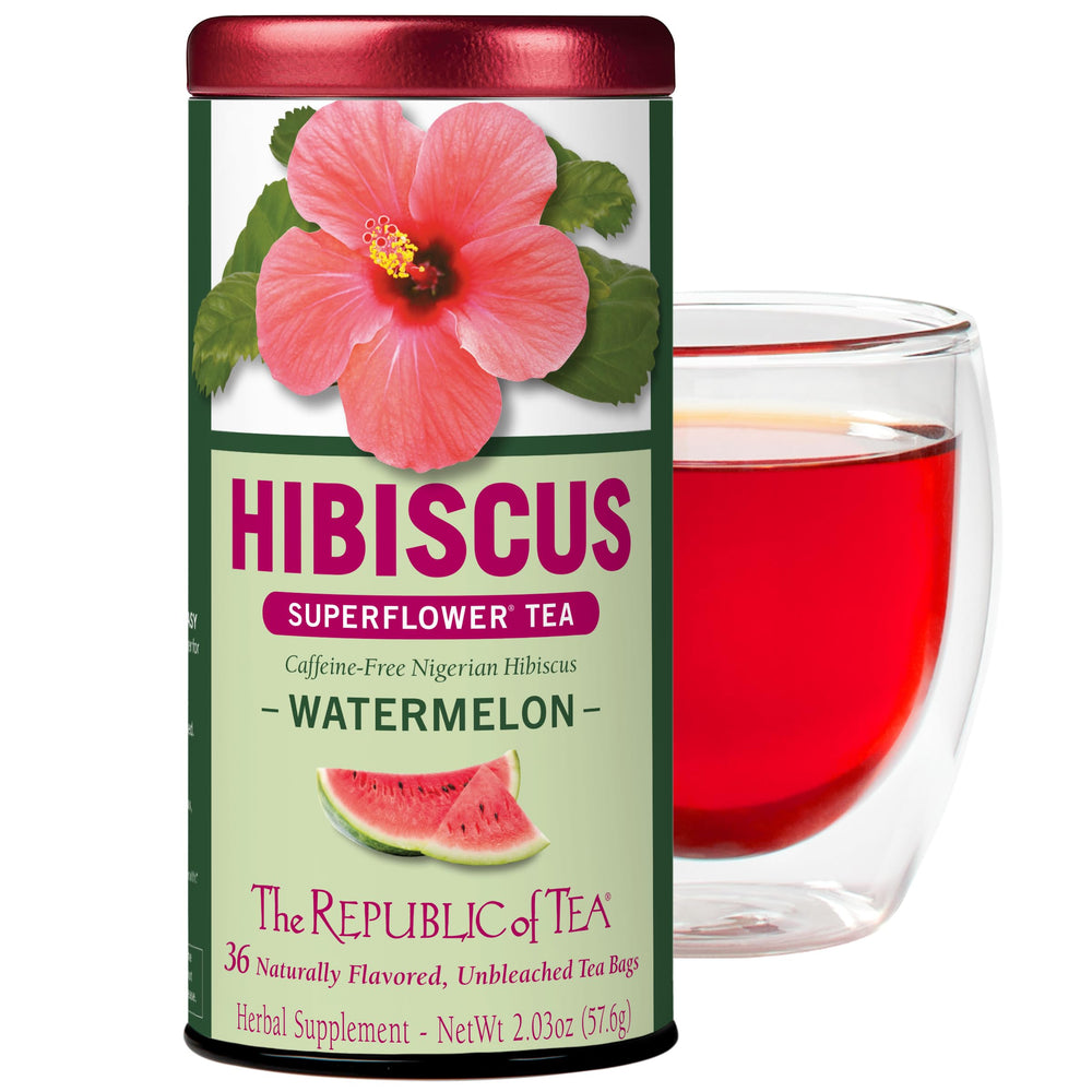 The Republic of Tea front box showing 36-count with clear flavor label and storage benefit