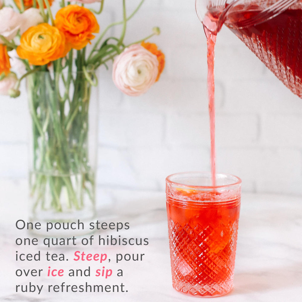 The Republic of Tea glass of iced tea with fruit garnish showing visual appeal for hosts