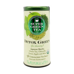 The Republic of Tea chlorella powder detail highlighting nutrient-rich green color
