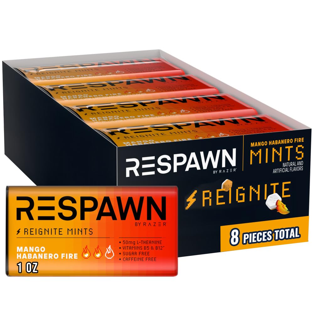 RESPAWN front packaging showing spicy mango habanero mints and bold branding for flavor punch