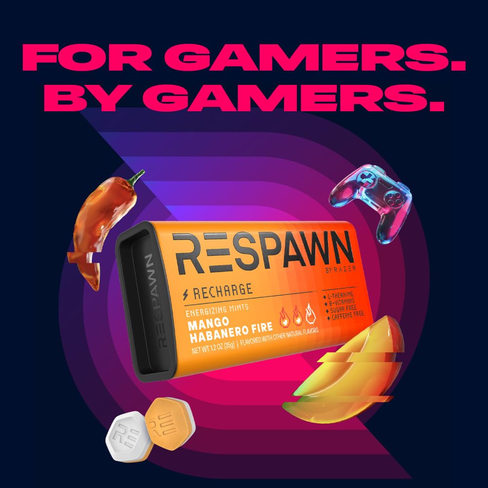 RESPAWN open pouch with mints inside displaying resealable pouch and portion control