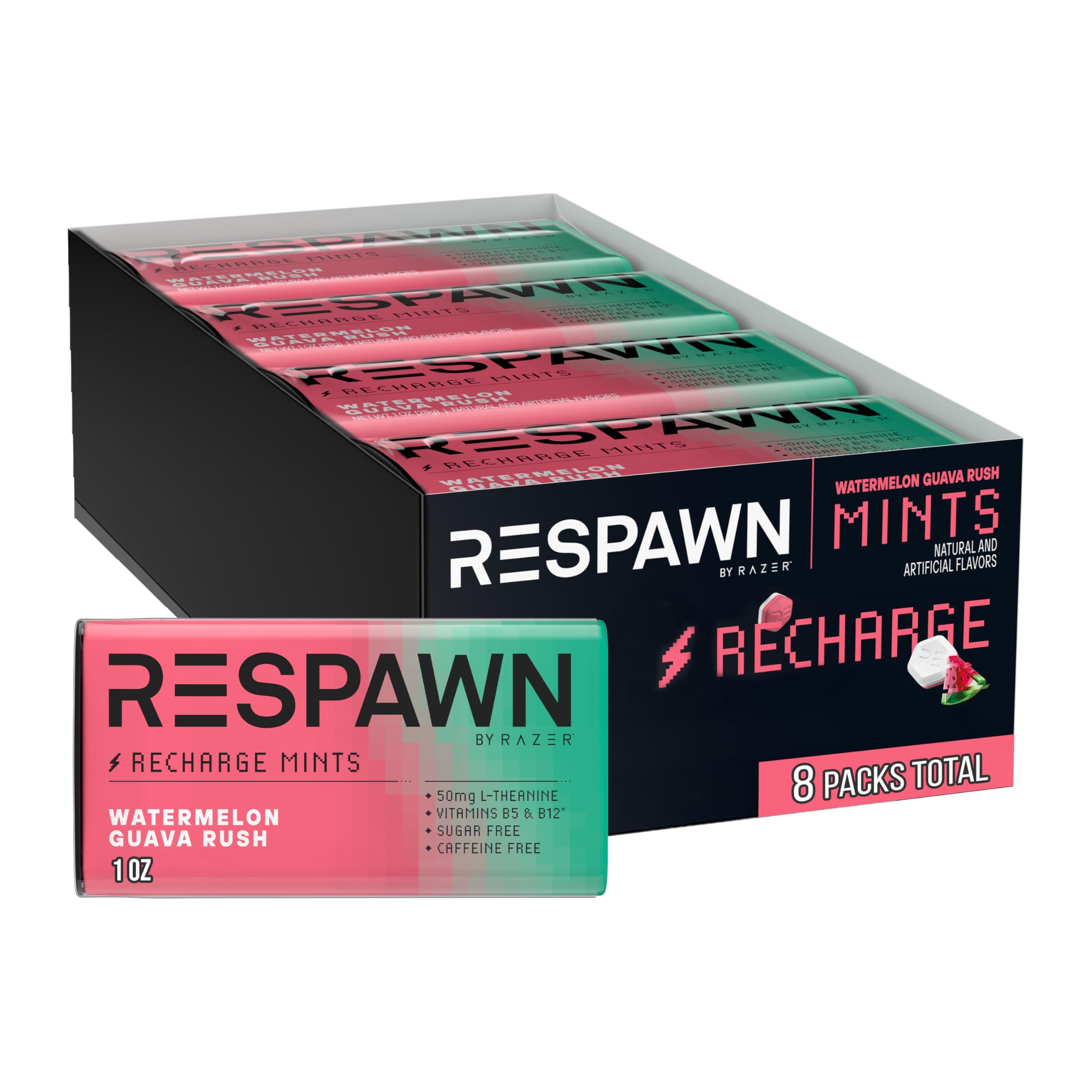 RESPAWN front packaging showing watermelon guava flavor and compact pouch benefit
