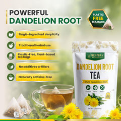 Respira Botanicals dried dandelion root pieces showing natural texture and single-ingredient purity