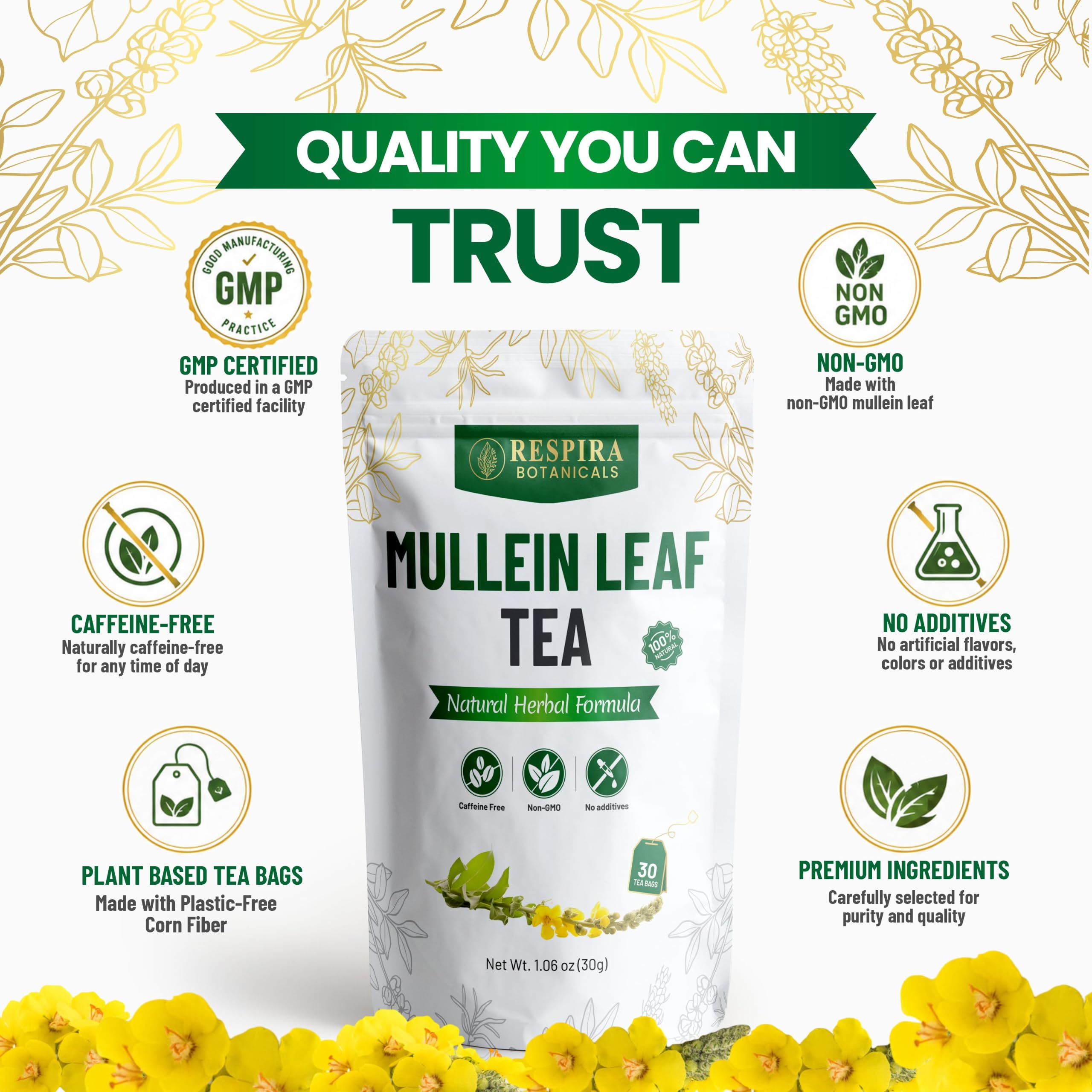 Respira Botanicals resealable pouch open to show freshness protection