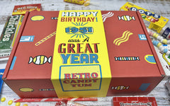 RETRO CANDY YUM close-up of candy assortment textures evoking nostalgic flavors
