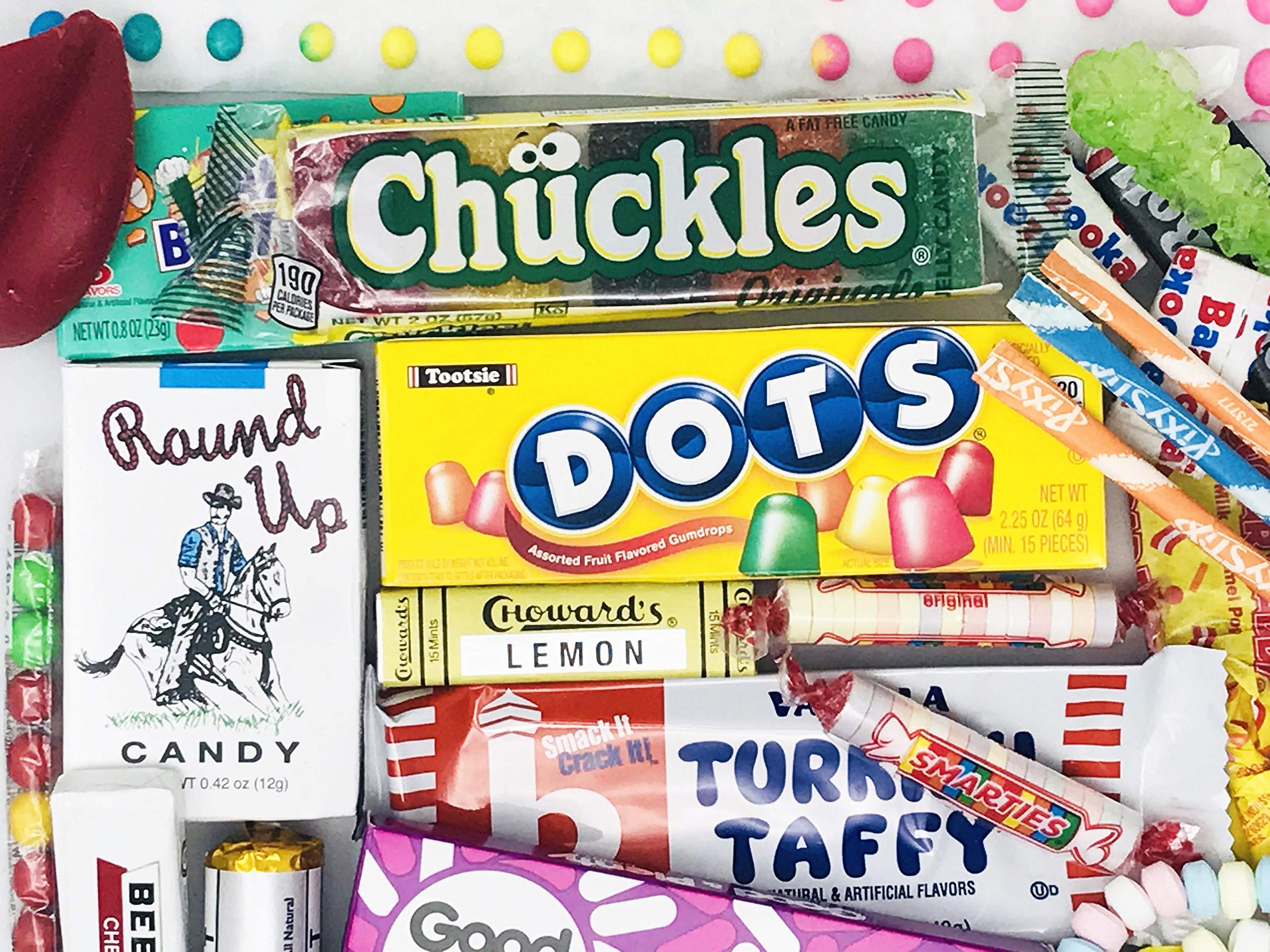 RETRO CANDY YUM displayed on party table encouraging sharing and conversation