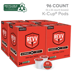 revv K-Cup close-up lid label highlighting convenient single-serve benefit