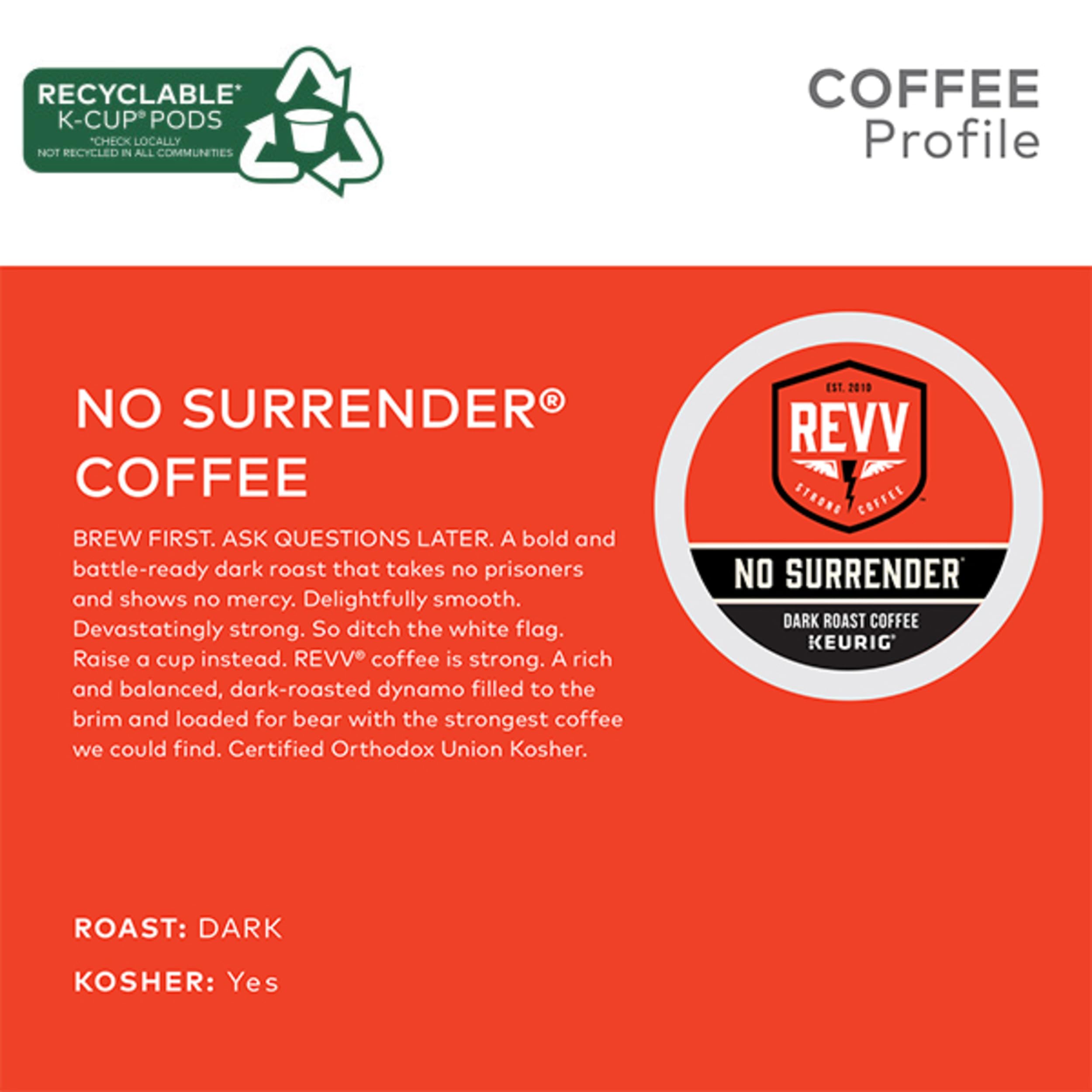 revv brewed cup of dark coffee demonstrating rich color and strength