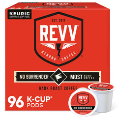 revv front packaging showing bold branding and strong dark roast benefit