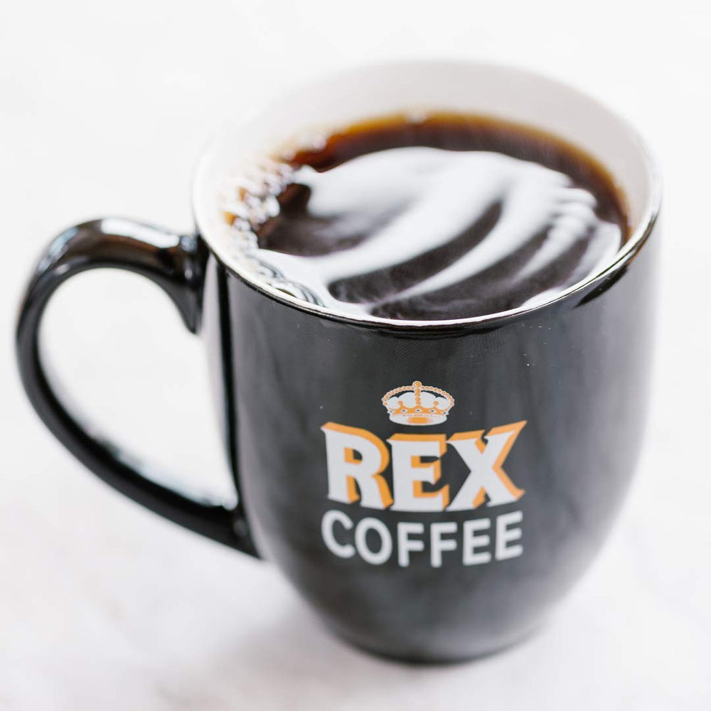 Rex Coffee jar beside everyday items showing compact size convenience
