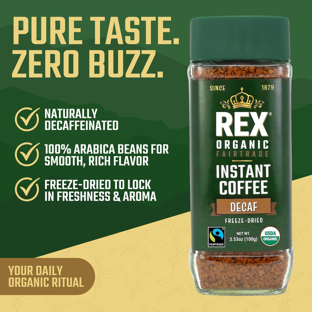 Rex Coffee jar with lid open displaying resealable freshness benefit
