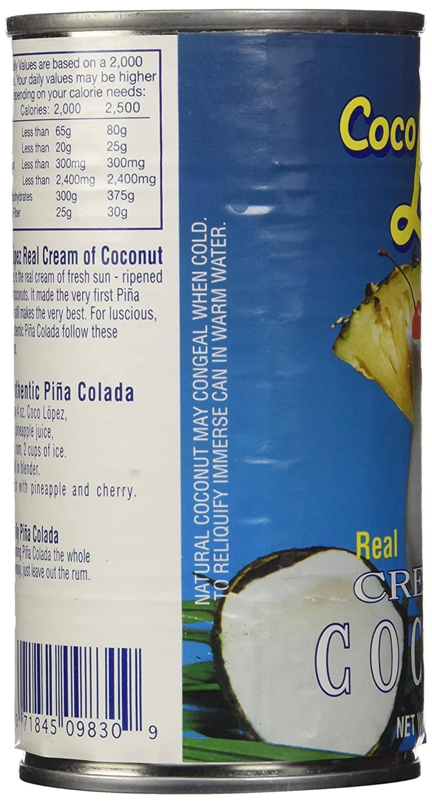 Rex Piña Colada in a glass made with cream of coconut showing cocktail-ready richness