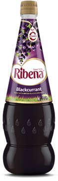 Ribena front bottle view showing label and family-friendly blackcurrant flavour benefits