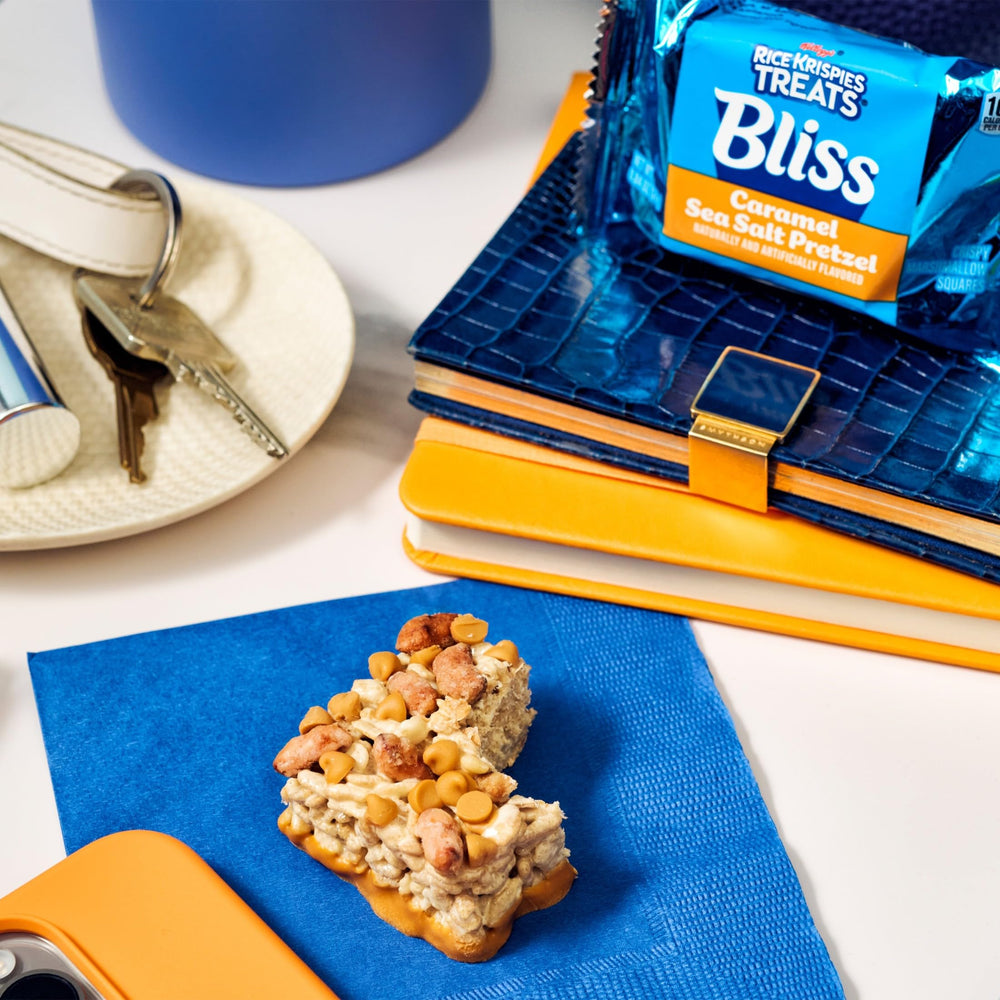 Rice Krispies Treats Bliss held in a hand to show size and portable snack convenience