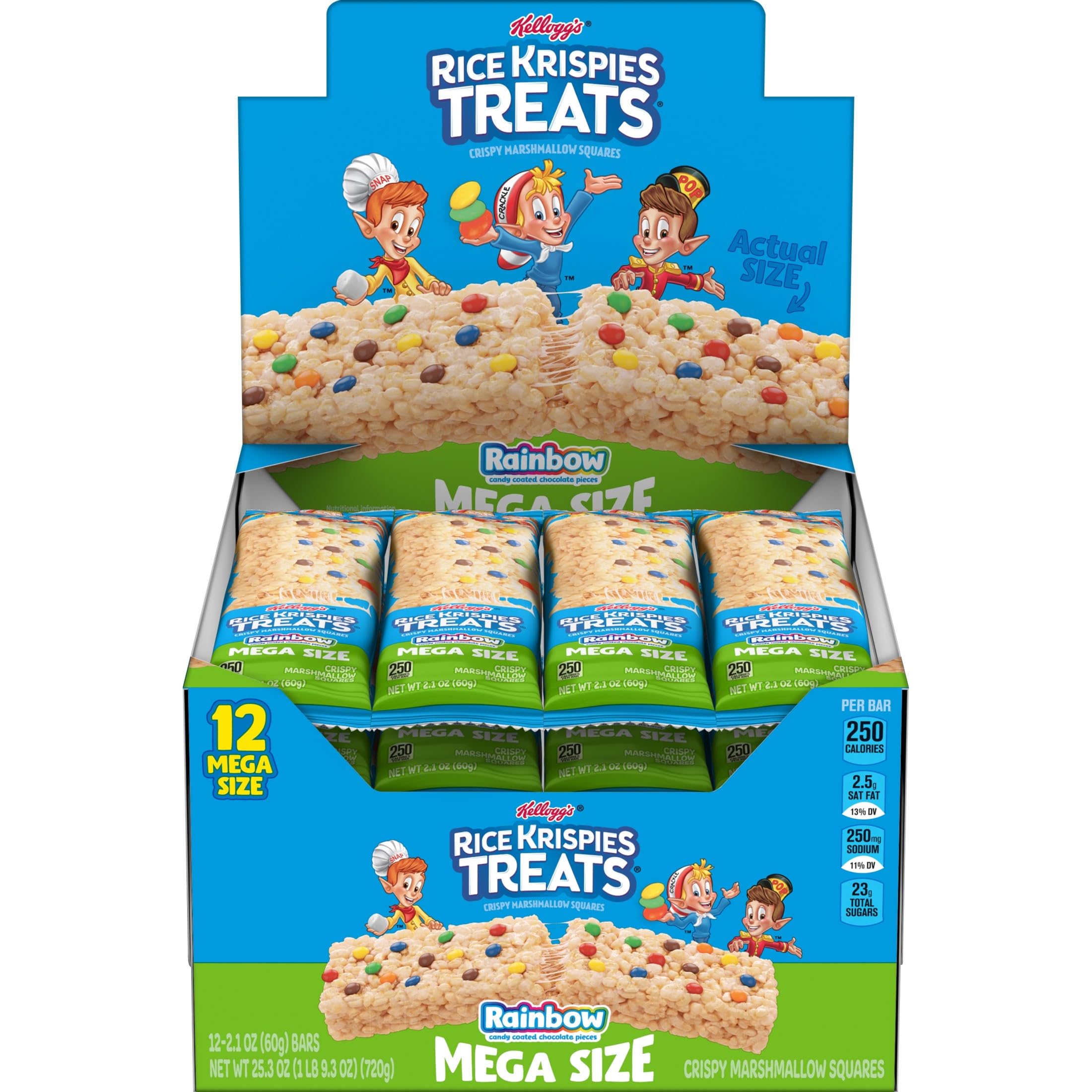 Rice Krispies Treats front packaging showing 12 mega bars for easy sharing