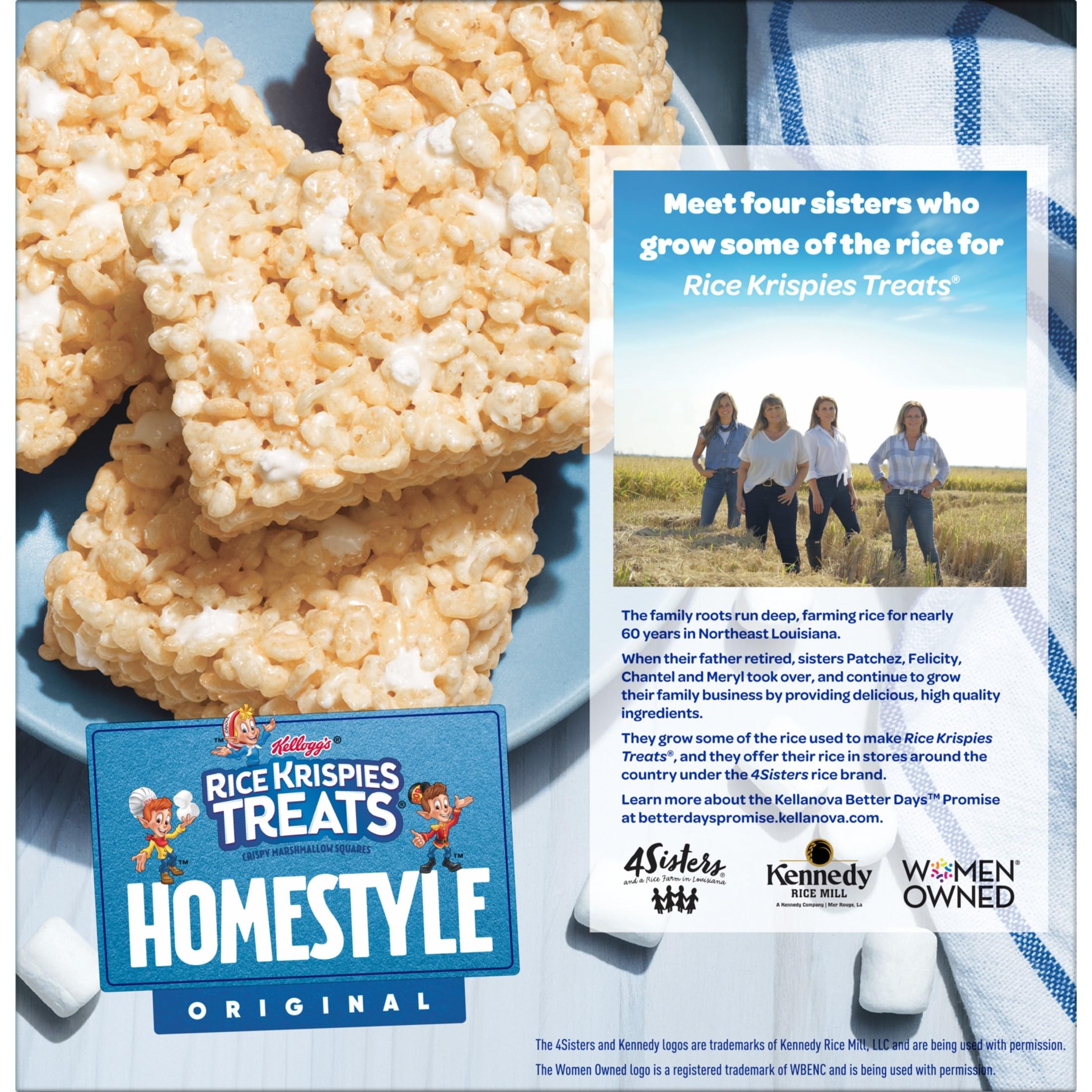 Rice Krispies Treats side texture view highlighting crisp rice clusters and marshmallow bind benefit crunchy-chewy contrast
