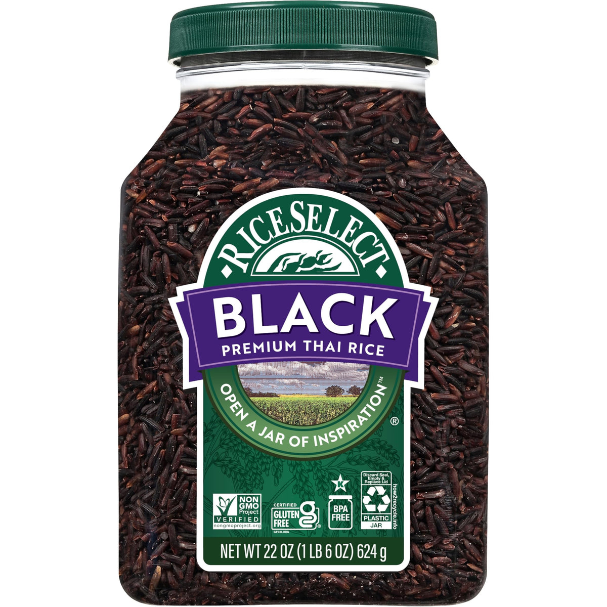 RiceSelect jar of black rice showing premium whole-grain color and pantry appeal