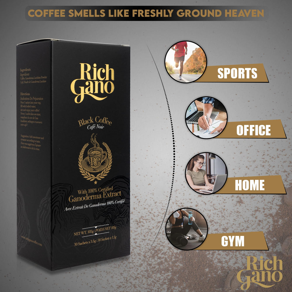 Rich Gano single sachet close-up highlighting seal and grab-and-go benefit