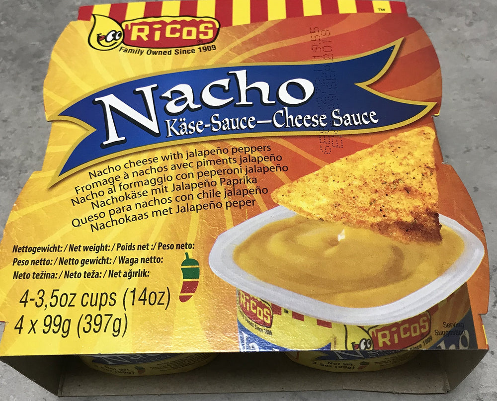 Rico's front packaging showing four 3.5 oz cups, convenient single-serve portions