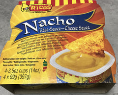 Rico's front packaging showing four 3.5 oz cups, convenient single-serve portions