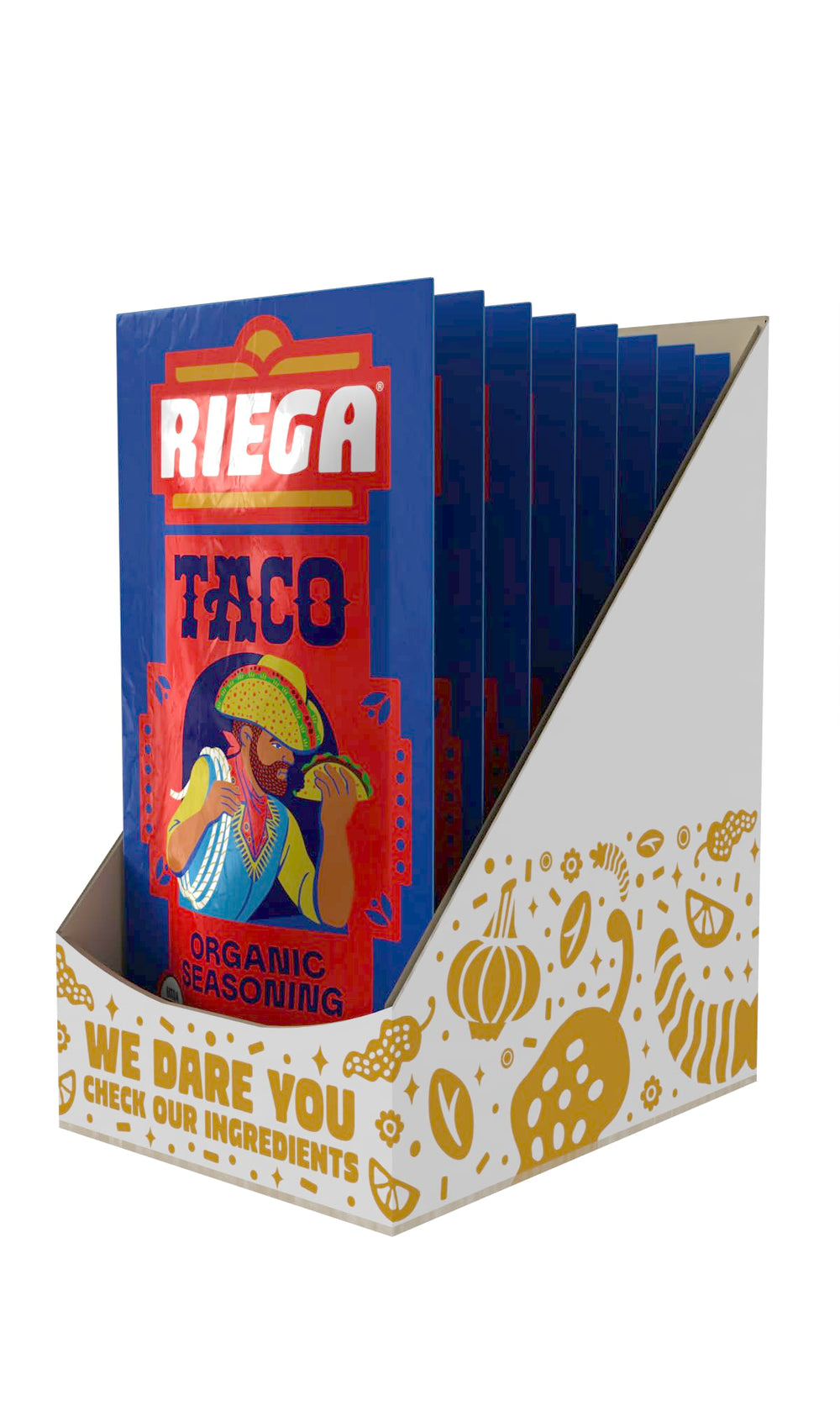 Riega single packet opened with powder closeup highlighting pure ingredients