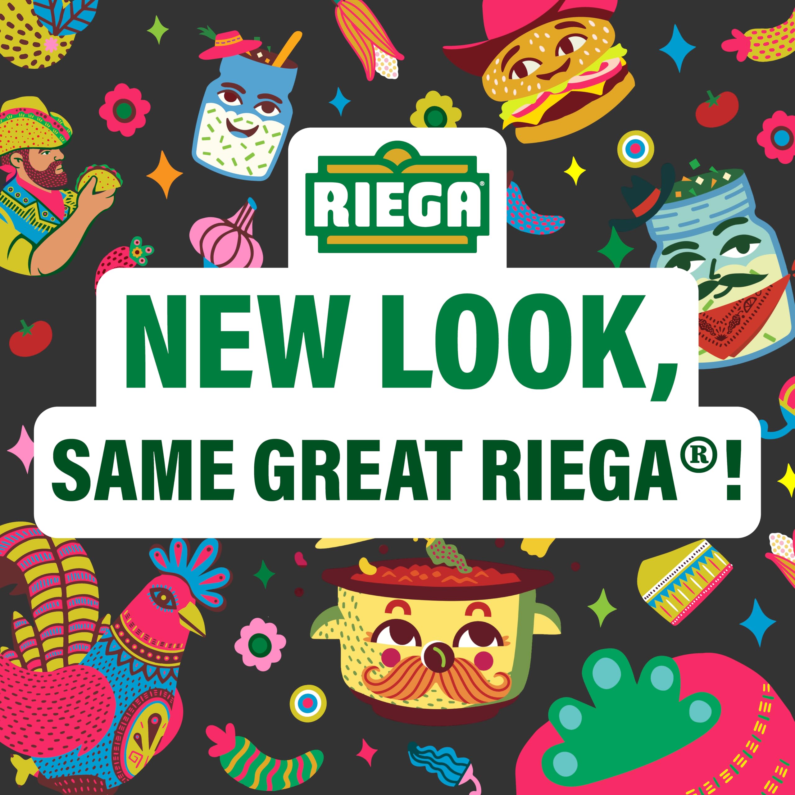 Riega seasoning packets styled on a kitchen counter ready for weeknight taco night