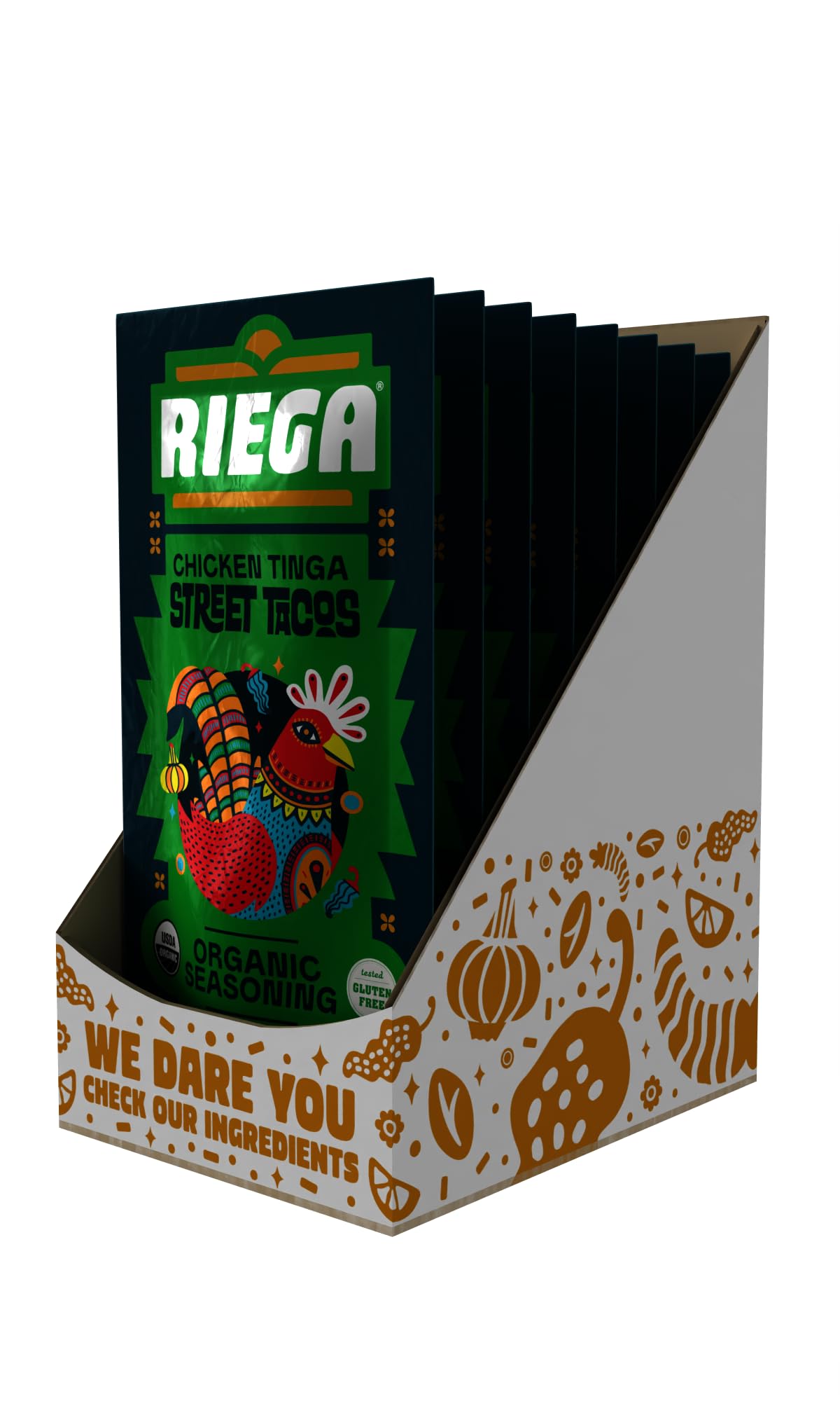 Riega close-up of powder texture highlighting organic spices and clean ingredients