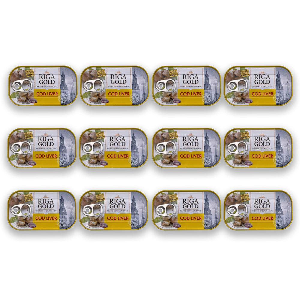 RIGA GOLD front can showing label and weight for product recognition