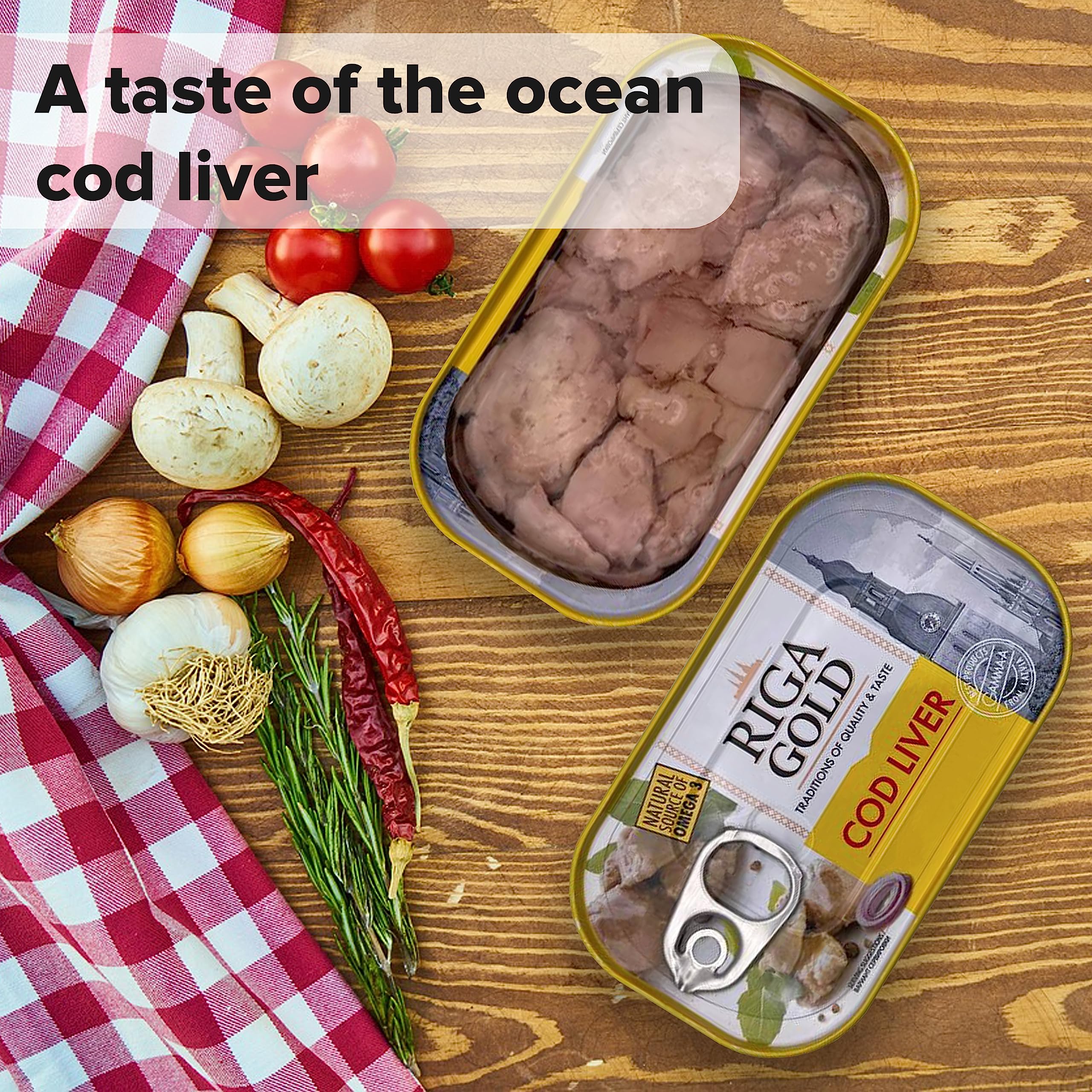 RIGA GOLD cod liver tossed in salad plate demonstrating easy meal enhancement